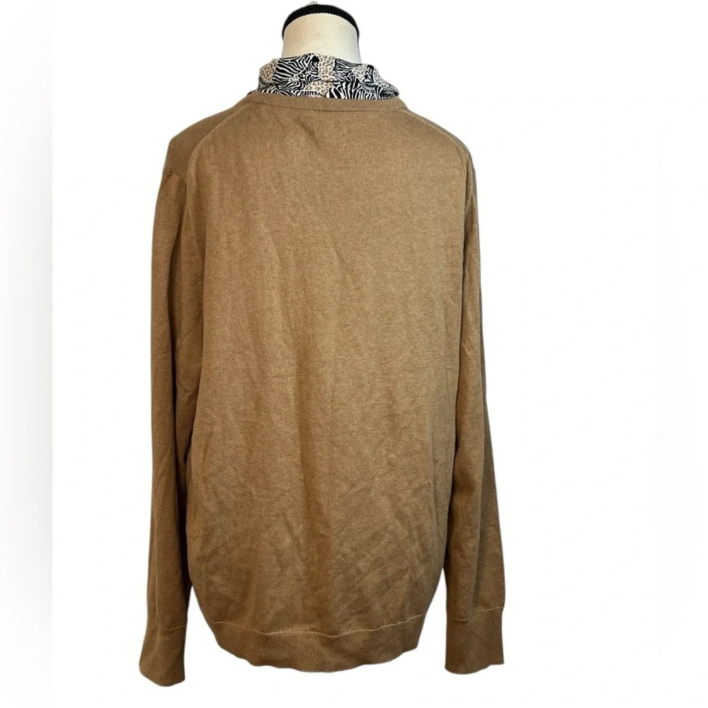 J. Crew Camel Brown Sweater with Zebra Print Attached Scarf new with tags